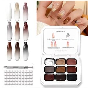 ✨Brand new 9-Color Gradient Blooming Gel Nail Art Palette Set 💅🏼